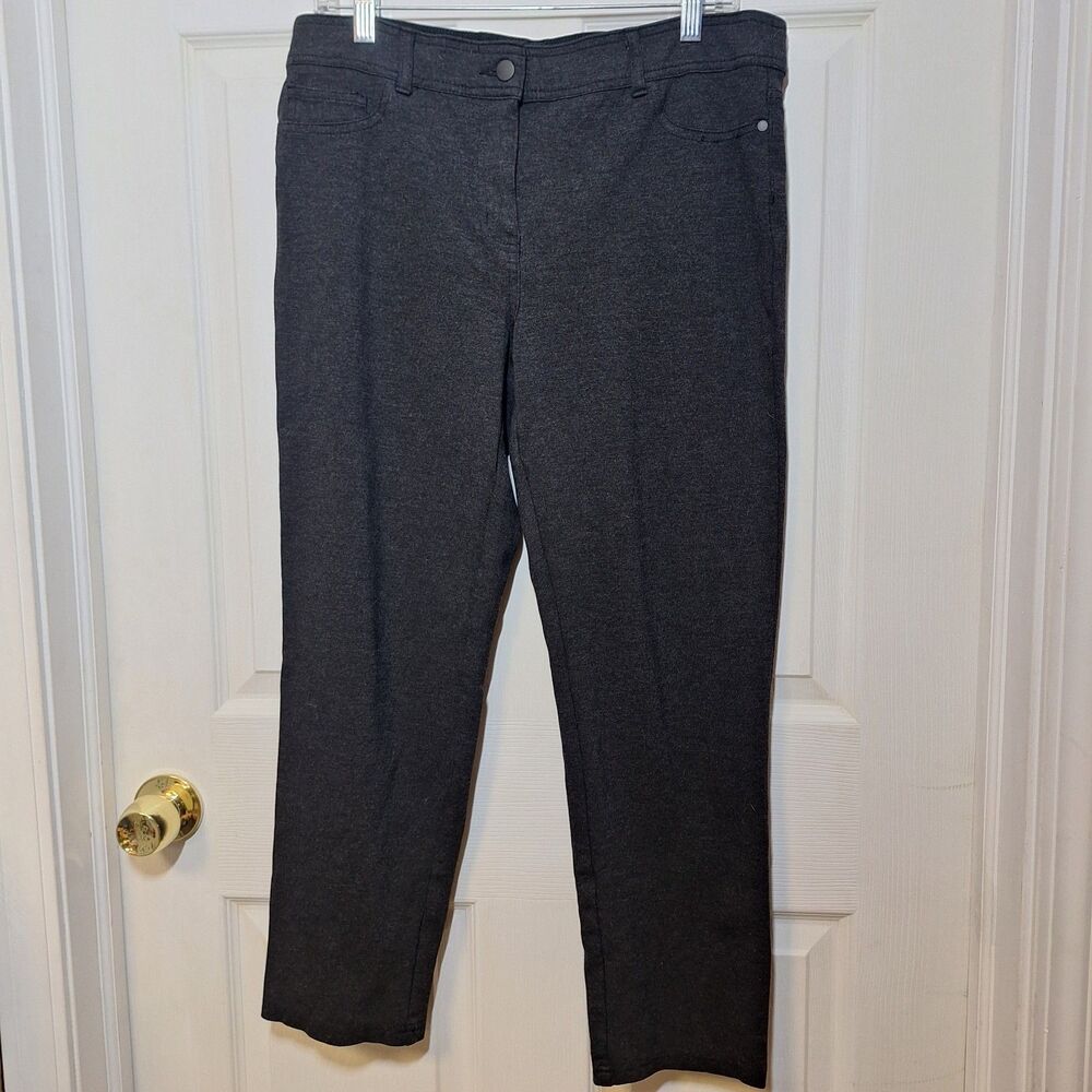 Style & Co Grey Flat Front Dress Pants Cropped Stretch Elastic Waist Size 12